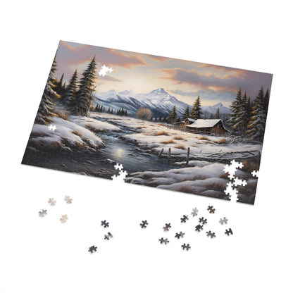 Cabin in the Snow Jigsaw Puzzle (110, 252, 500,1000-Piece)