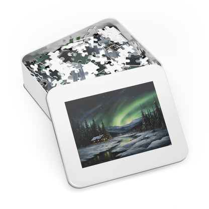 Cabin in the Woods - Northern Lights - Jigsaw Puzzle (110, 252, 500,1000-Piece)